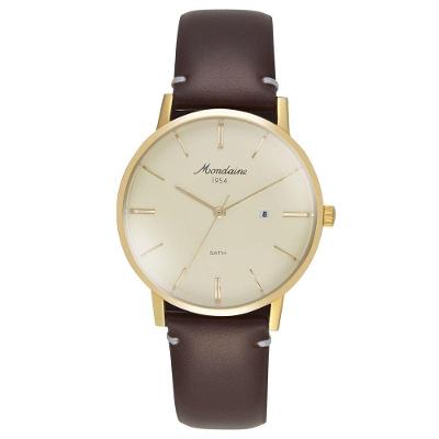 Relógio de Pulso Masculino 32888GPMVDC2 Analógico Pulseira de Couro Edição 70 Anos Dourado Mondaine