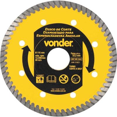 Disco de Corte Diamantado 115mm Turbo 1268115022 para Esmerilhadeira Vonder