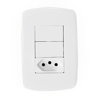 Conjunto 2 Interruptores Simples e 1 Tomada 2P+T 10A DC-8100-17 Branco Montreal