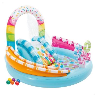 Piscina Playground Inflável Infantil 165L Candy Fun com Escorregador e Arco com Jato de Água Intex