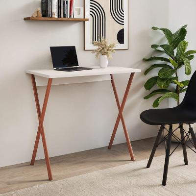Mesa para Computador X Escrivaninha em Ferro 90cm Branco Cobre UP Home