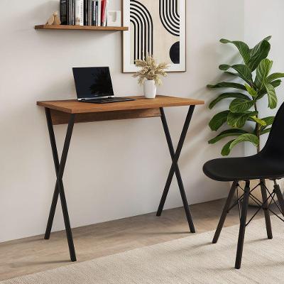 Mesa de Escritório Retangular X Moderno em Ferro 80cm Amêndoa UP Home