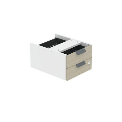 Gaveteiro Aéreo para Mesa GA02G P15 2 Gavetas MDP Castanheira Natural Branco Pandin Móveis