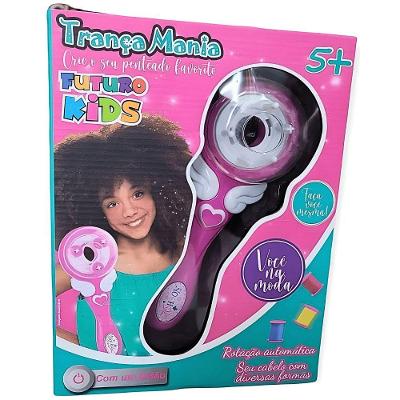 Trançadeira de Cabelo Infantil Trança Mania para Penteados com Acessórios Rosa Futuro Kids