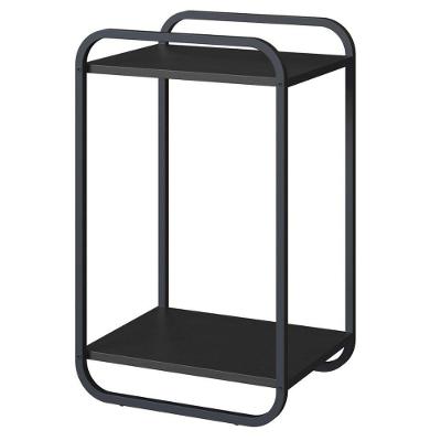 Mesa de Apoio Luna Orgânica Retangular MDP Nero com Base de Aço Preto 33cm Artesano Móveis