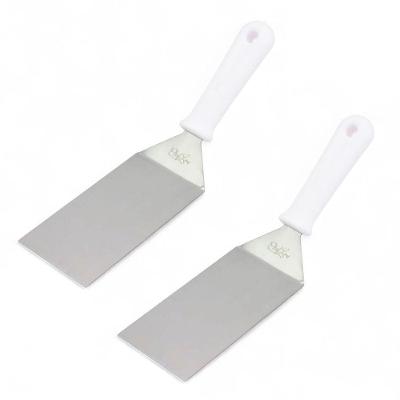 Kit 2 Espátulas Inox Curvas 3 para Chapa Lanche Profissional Cabo Branco Chef Line