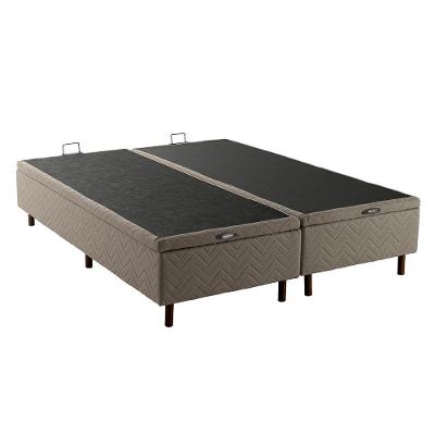 Base Sommier Baú Cama Box Queen Cloud Estrutura Madeira Eucalipto Linho Fendi Kappesberg