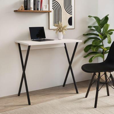 Mesa para Computador X Estilo Moderno em Ferro 90cm Preto e Tampo Branco UP Home