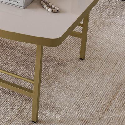Mesa de Centro Lile Luxo Retangular Mdf Pés de Ferro 109cm Off White-dourado 2 Movelove