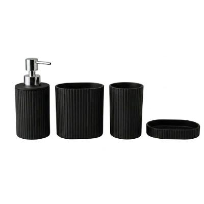 Kit para Banheiro 4 Peças com Dispenser Porta Escova Copo e Saboneteira Preto Carisma