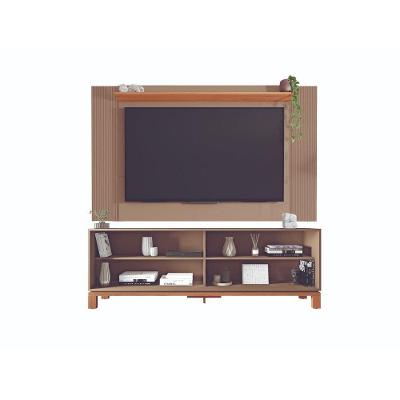 Kit Painel Bancada Jace com Poltrona Decorativa Aero Couro Sintetico Marrom Caemmun Móveis