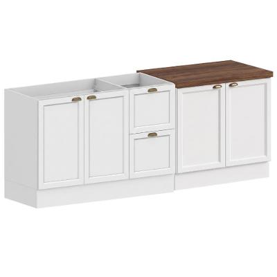 Kit Balcão para Pia sem Tampo 120cm e com Tampo 80cm Unna 2 Portas 2 Gavetas Branco Poliman Móveis