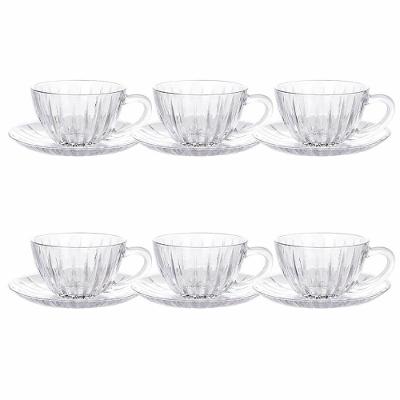Jogo de Xícaras para Chá e Café 210ml 12 Peças Cristal Liso Transparente Carisma