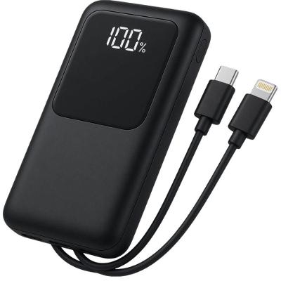 Carregador Portátil MDM Premium com Display Digital para Android e Iphone Preto com 2 Cabos