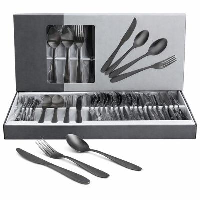 Jogo de Talheres 24 Peças Aço Inox Black para Mesa Posta Carisma