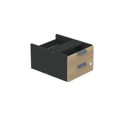 Gaveteiro Aéreo para Mesa GA02G P15 2 Gavetas MDP BP Noce Naturalle Preto Pandin Móveis