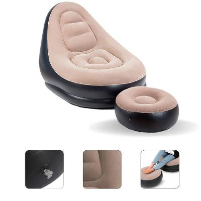 Poltrona Inflável com Puff Ultra Lounge Kit 2 em 1 Veludo Cinza para Quarto Sala e Piscina Yeet