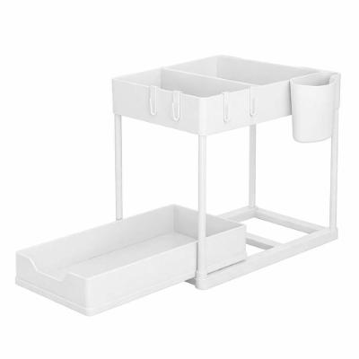 Organizador Multiuso 2 Níveis com Bandeja Corrediça Metal e Plástico PP Branco Carisma