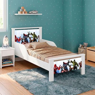 Mini Cama Infantil Meli Tema Vingadores com Colchão MDF Branco Ortobom