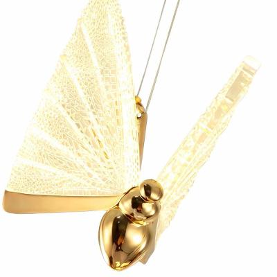 Pendente Led Integrado Borboleta para Iluminação em Cristal Dourado Bivolt Carisma