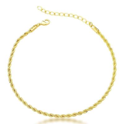 Tornozeleira Feminina Atraktiva Jóias Cordão Baiano 2,5mm Banhada a Ouro 18k Dourado