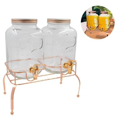 Suqueira Dupla Gold Suporte Rose Dispenser Cobre 4L para Festa Gold Multicoisas