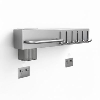 Suporte Organizador de Parede 6 Ganchos Porta Facas Utensílios Aço Inox Cinza Carisma