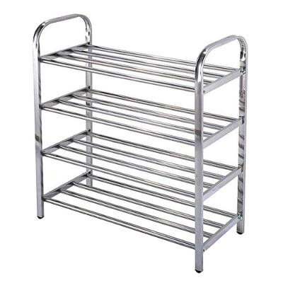 Sapateira 4 Prateleiras Desmontável Organizador de Sapatos Aço Inoxidável para Sala e Quarto Inox