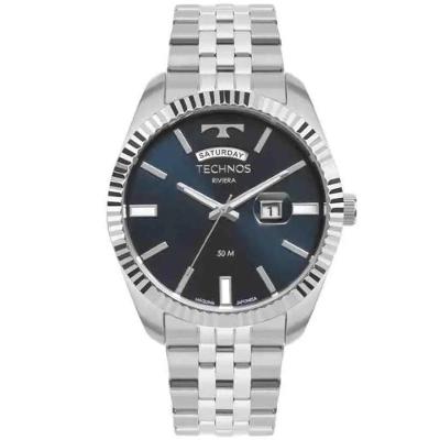 Relógio de Pulso Masculino Riviera 2350AI-1A Analógico Aço Inox Mostrador Azul Technos