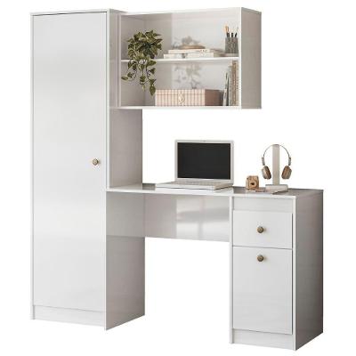 Mesa para Computador com Armário Coimbra 1 Gaveta MDP 162cm Branco Moval Móveis