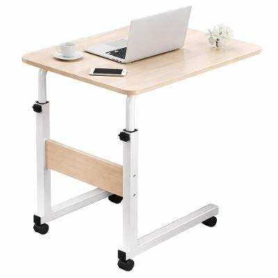 Mesa Ajustável para Notebook com Rodízios Metal e Madeira 60cm Branco para Home Office