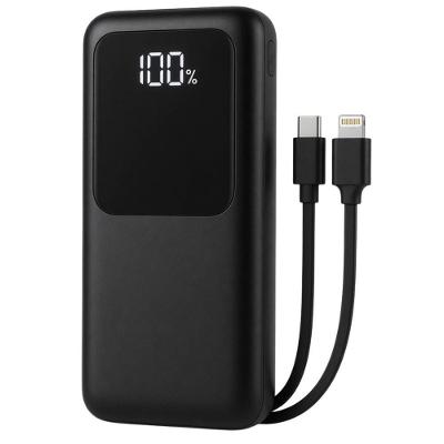 Carregador de Viagem MDM Power Bank com Display de Bateria Cabos Usb-c e Lightning Preto
