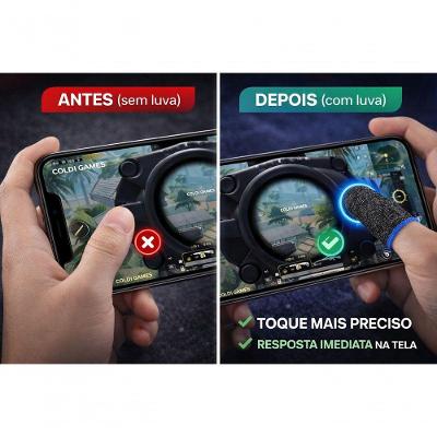 Luva Dedo Gamer Wm para Jogos Mobile Kit 4 Unidades Alta Sensibilidade Preto com Azul