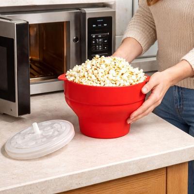 Pipoqueira de Silicone 3L Micro-ondas sem Óleo Dobrável com Tampa para Uso Doméstico