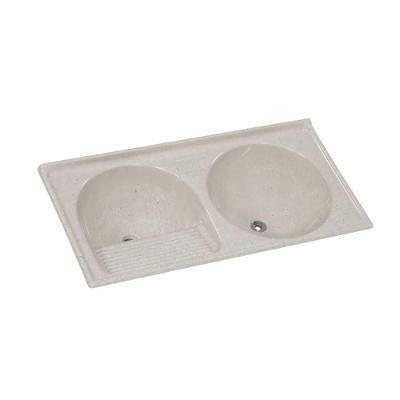 Tanque Duplo Standard 124x62cm Travertino em Marmore Sintetico 2 Cubas AJ Rorato
