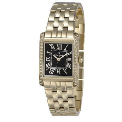 Relógio Feminino Cf25876u Analógico Quartz Pulseira em Aço Inox Dourado Mostrador Preto Champion