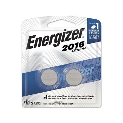 Bateria de Lítio Tipo Botão Moeda CR2016 3V para Relógios Chaves e Controles Energizer