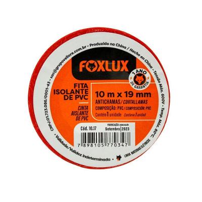 Fita Isolante 10m para Instalação Elétrica Kit 10 Rolos Vermelho Foxlux