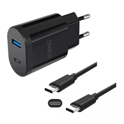 Carregador Usb Type-C MDM para Celular Rápido 20W Preto com Cabo Tipo C e Lightning
