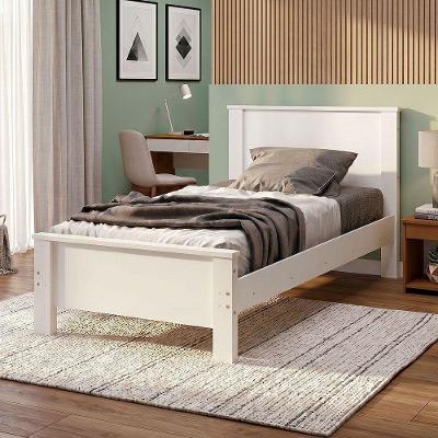 Cama Solteiro com Colchão D20 Mila Estrutura em MDF-MDP Branco para Quarto Infantil