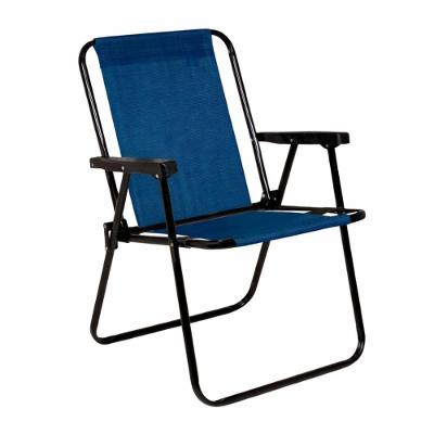 Cadeira de Praia Alta Sannet Assento Poliéster Aço Dobrável Azul Marinho Mor