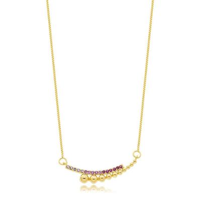 Colar Feminino Atraktiva Jóias Minimalista com Zircônias Banhado a Ouro 18k Dourado