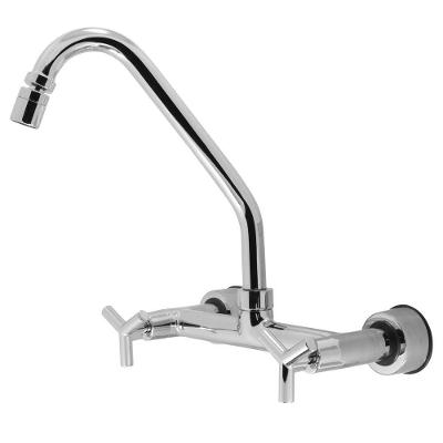 Misturador para Cozinha 3368 Parede Bicomando Latão Acabamento Cromado Prata Shop Hidráulica