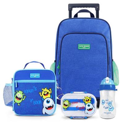 Kit Infantil 4pçs - Bolsa Térmica, Pote P/ Lanche 400ml, Garrafa 460ml E Mochila De Carrinho