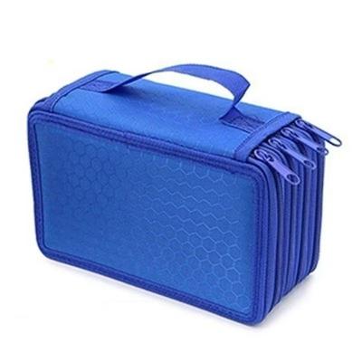 Estojo Escolar OEM Grande Tático de Nylon Tactel com Divisórias 4 Zíperes Azul