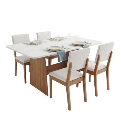 Conjunto de Jantar Maira Mesa 120CM com 4 Cadeiras Linda Madeirado e Bege Viero Móveis