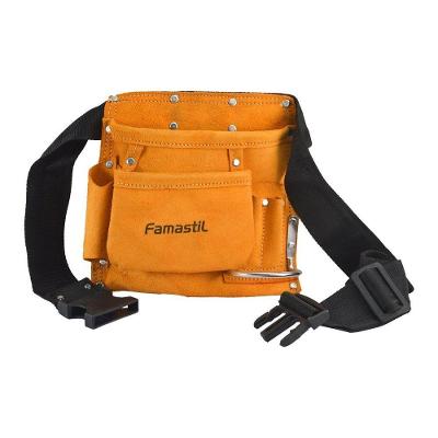 Cinturão para Ferramentas 5 Bolsos Profissional em Tecido Resistente e Couro Reforçado Famastil