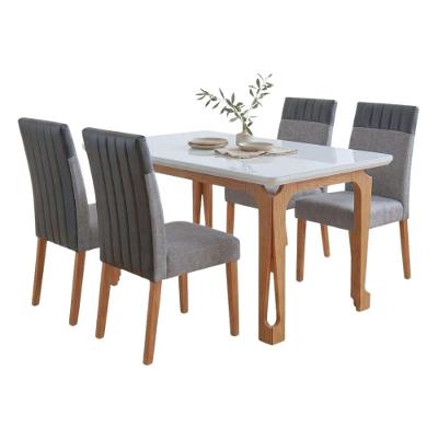 Conjunto de Jantar Nadine 4 Lugares Mesa 120cm Tampo MDF com Vidro Cinza Viero Móveis