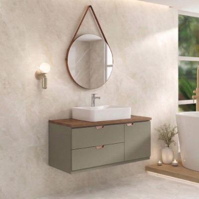 Conjunto Gabinete para Banheiro Suspenso Modena 120cm Santiago MDF e MDP Bronze Venturi