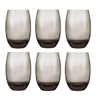 Jogo de Copos Long Drink SM Aruba Fumê 465ml Vidro 6 Peças Cinza Nadir Figueiredo